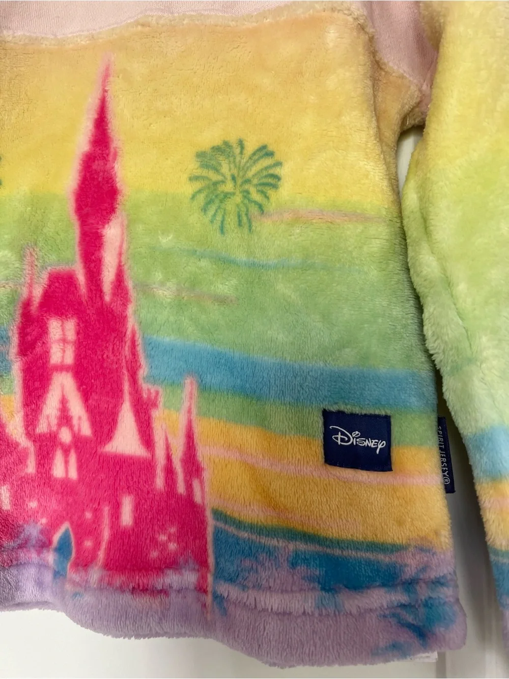Disney World Girls Spirit Jersey Rainbow Sherpa Castle Pullover